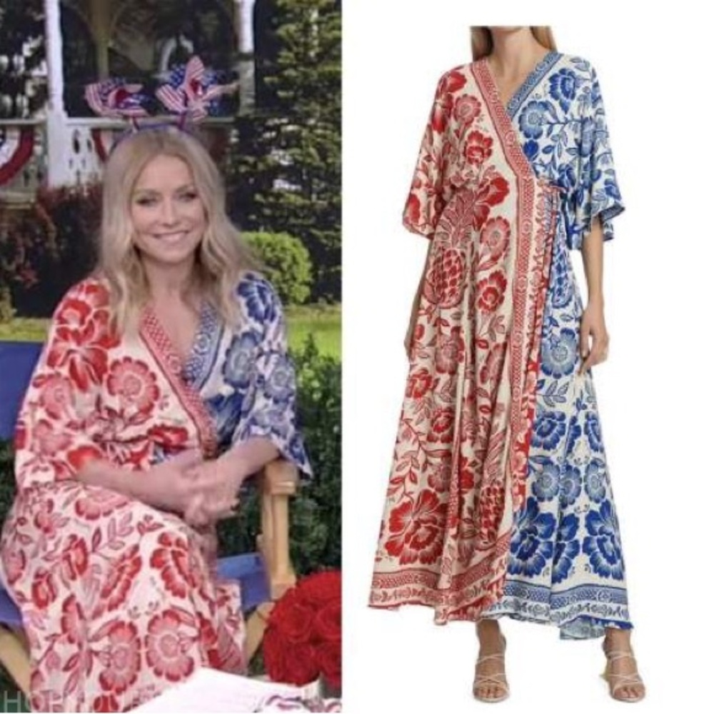 FARM RIO PINEAPPLE Floral Kimono MAXI Dress